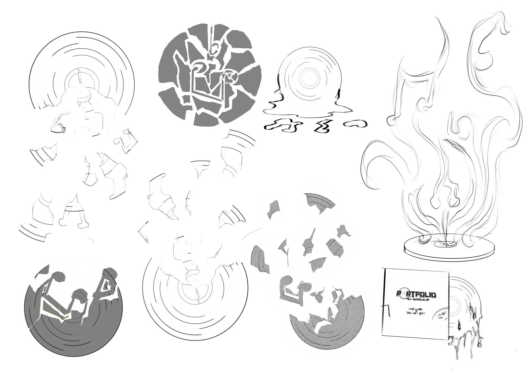 Retro Arcade Game - Concept vinyl Sketches